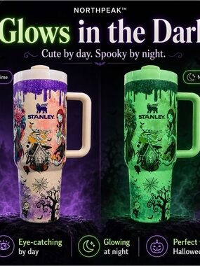 Stanley Purple & Green Glow-In-The-Dark Halloween Travel Mug